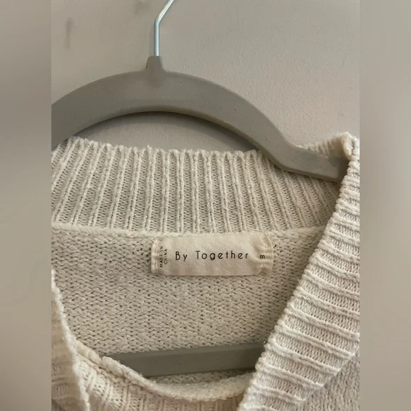 By Together from Anthropology Cream with Navy Blue Stripes Sweater - Picture 4 of 5